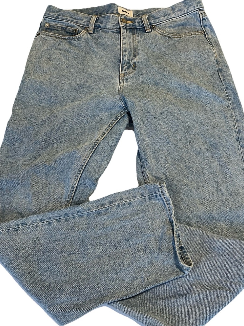 Obey Jeans Straight Leg Waist 32 Light Wash Indigo Bender Inseam 30